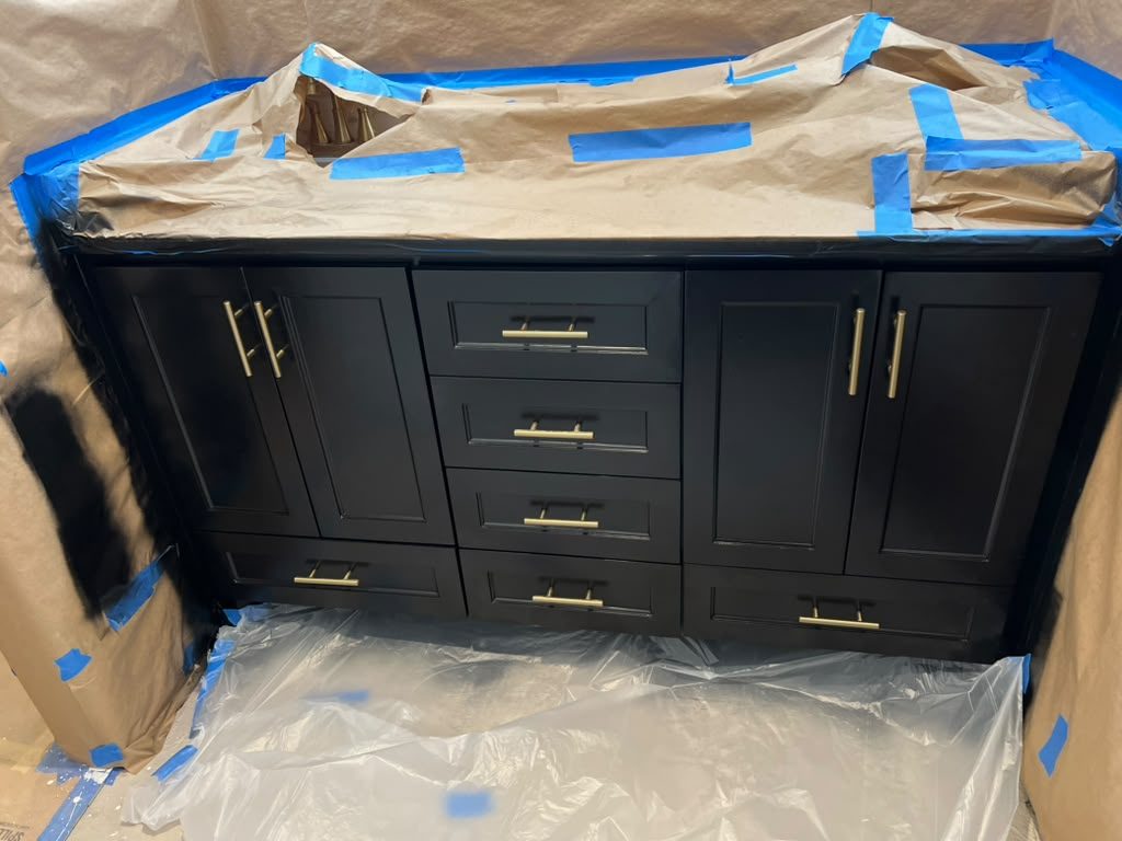 Black cabinet interior painting by Daniel's Painting