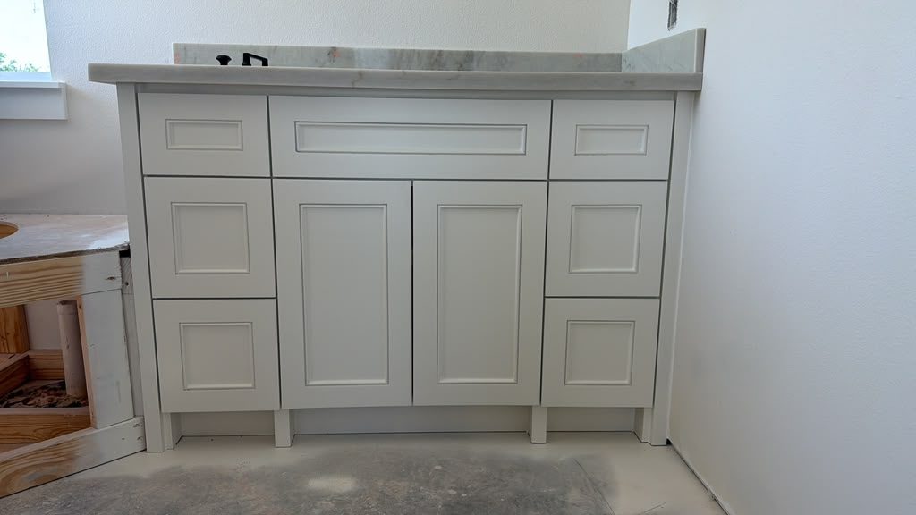White bathroom vanity refinishing